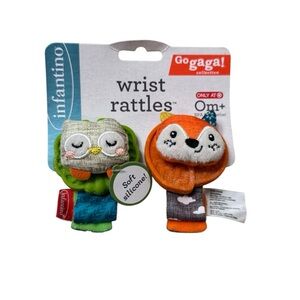 Infantino Orange and Green Fox & Owl Wrist Rattles New With Tags